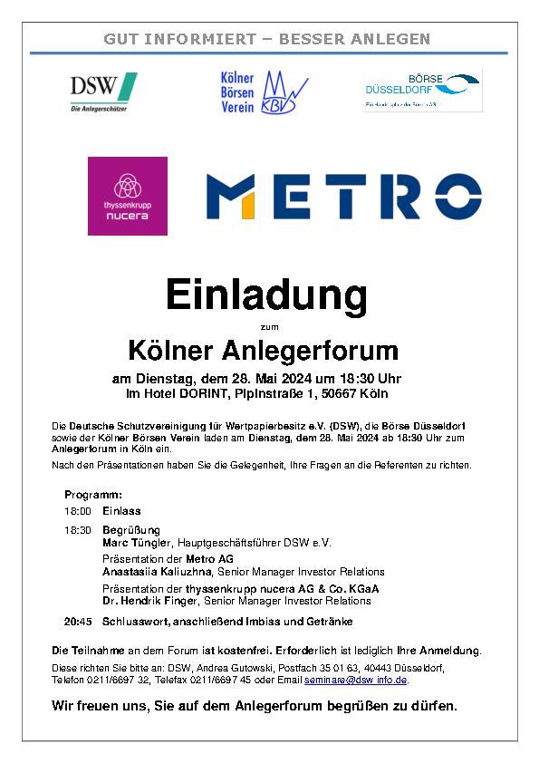 Kölner Anlegerforum (DSW) - Programm (German)